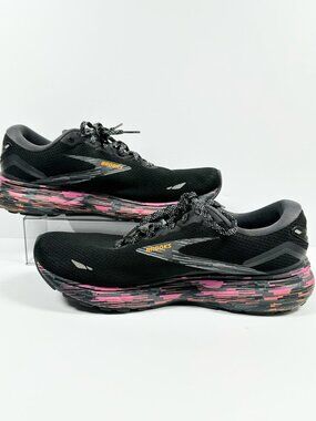 Brooks Ghost 15 Running Shoes Women Sz 10.5 B Black Pink Comfort Low Sneakers